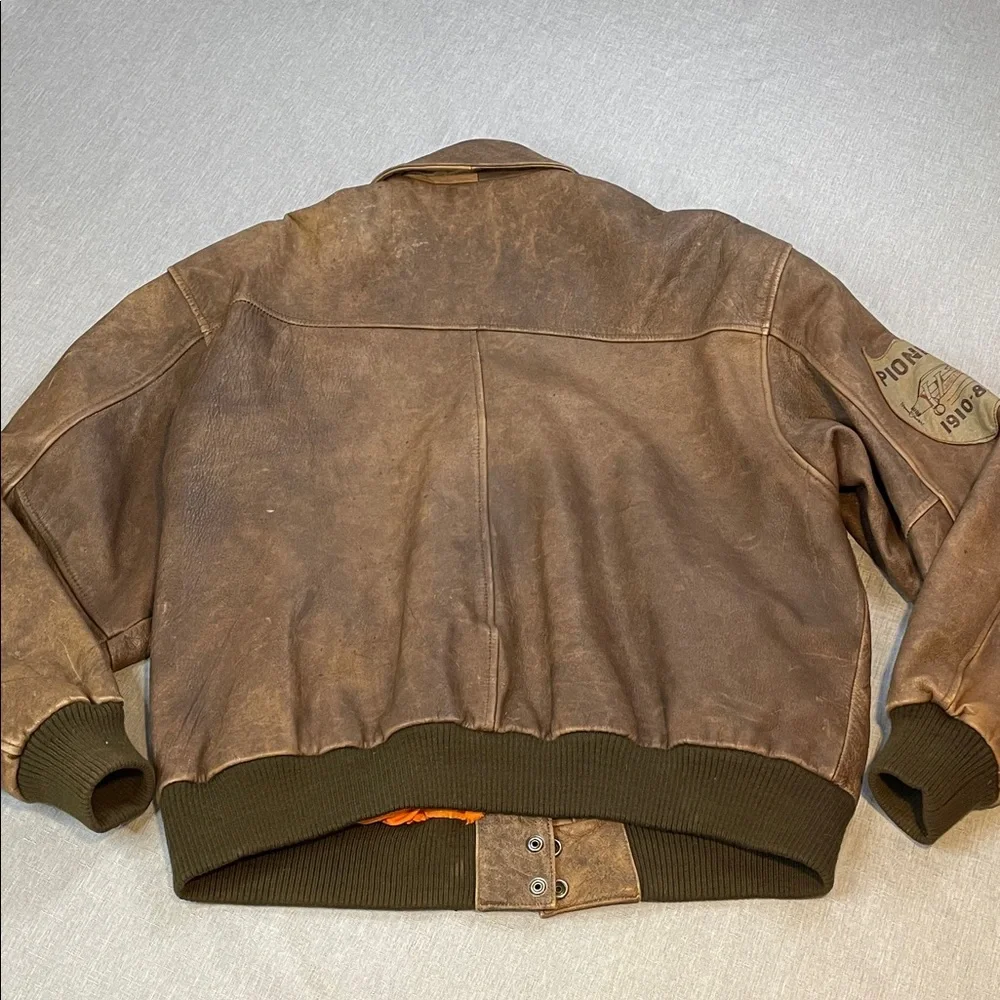 Vintage Flight Club Leather Aviator Bomber Jacket Men’s Size Large Top Gun